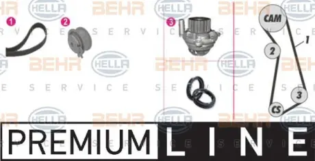 Водяной насос + комплект зубчатого ремня HELLA PAGID 8MP376801801