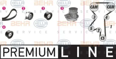 Водяной насос + комплект зубчатого ремня HELLA PAGID 8MP376801811