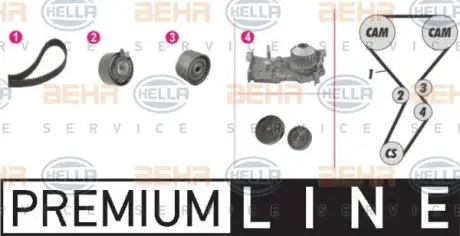 Водяной насос + комплект зубчатого ремня HELLA PAGID 8MP376801831