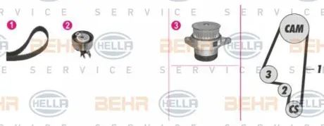 Водяной насос + комплект зубчатого ремня HELLA PAGID 8MP376801891