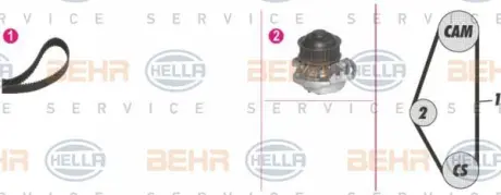 Водяной насос + комплект зубчатого ремня HELLA PAGID 8MP376802811