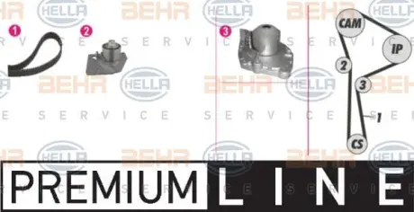 Водяной насос + комплект зубчатого ремня HELLA PAGID 8MP376802821
