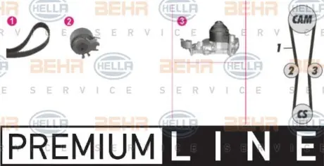 Водяной насос + комплект зубчатого ремня HELLA PAGID 8MP376802851