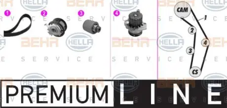 Водяной насос + комплект зубчатого ремня HELLA PAGID 8MP376802861
