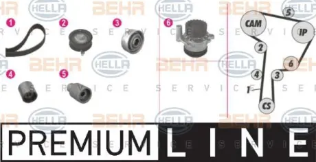 Водяной насос + комплект зубчатого ремня HELLA PAGID 8MP376802881