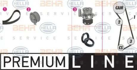 Водяной насос + комплект зубчатого ремня HELLA PAGID 8MP376803801