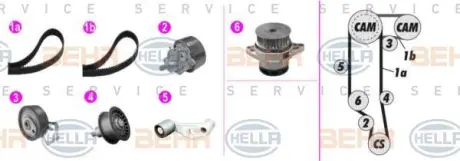 Водяной насос + комплект зубчатого ремня HELLA PAGID 8MP376803811