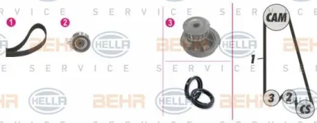 Водяной насос + комплект зубчатого ремня HELLA PAGID 8MP376803841