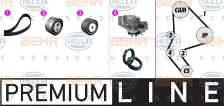 Водяной насос + комплект зубчатого ремня HELLA PAGID 8MP376803851