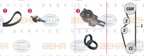 Водяной насос + комплект зубчатого ремня HELLA PAGID 8MP376803871