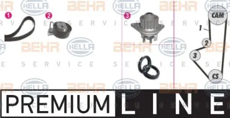 Водяной насос + комплект зубчатого ремня HELLA PAGID 8MP376803891