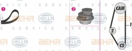 Водяной насос + комплект зубчатого ремня HELLA PAGID 8MP376804831