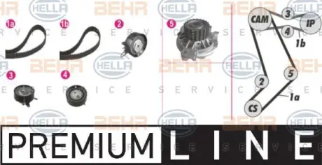Водяной насос + комплект зубчатого ремня HELLA PAGID 8MP376804841