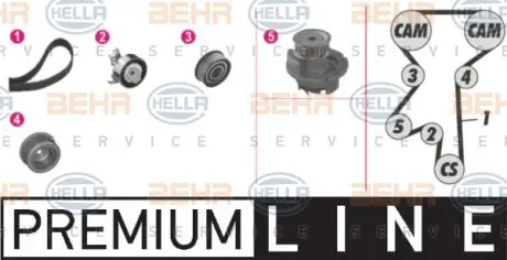 водяной насос + комплект зубчатого ремня HELLA PAGID 8MP376804861