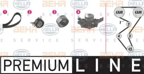 Водяной насос + комплект зубчатого ремня HELLA PAGID 8MP376804871