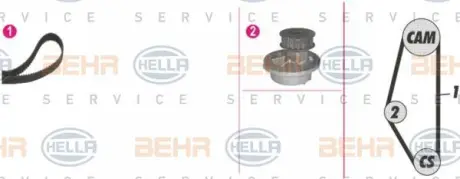 Водяной насос + комплект зубчатого ремня HELLA PAGID 8MP376804881