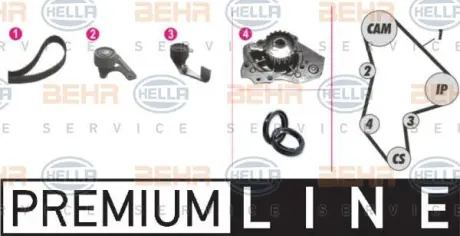 Водяной насос + комплект зубчатого ремня HELLA PAGID 8MP376805801