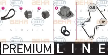 Водяной насос + комплект зубчатого ремня HELLA PAGID 8MP376805811