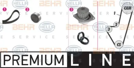 Водяной насос + комплект зубчатого ремня HELLA PAGID 8MP376805851