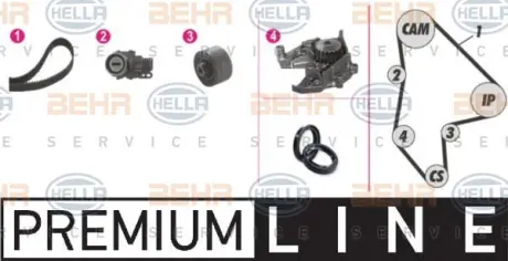 Водяной насос + комплект зубчатого ремня HELLA PAGID 8MP376805861