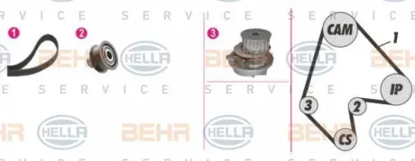 Водяной насос + комплект зубчатого ремня HELLA PAGID 8MP376805891