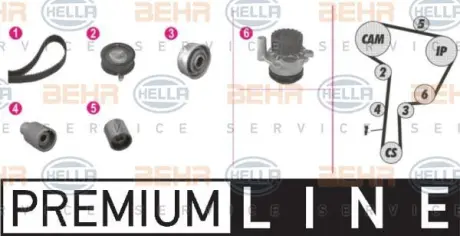 Водяной насос + комплект зубчатого ремня HELLA PAGID 8MP376807811