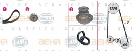 Водяной насос + комплект зубчатого ремня HELLA PAGID 8MP376807871