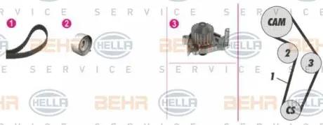 Водяной насос + комплект зубчатого ремня HELLA PAGID 8MP376808831