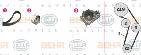 Водяной насос + комплект зубчатого ремня HELLA PAGID 8MP376808841
