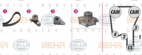 Водяной насос + комплект зубчатого ремня HELLA PAGID 8MP376808861