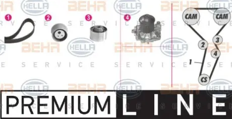 Водяной насос + комплект зубчатого ремня HELLA PAGID 8MP376809801