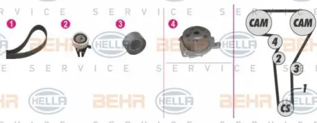 Водяной насос + комплект зубчатого ремня HELLA PAGID 8MP376810801