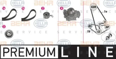 Водяной насос + комплект зубчатого ремня HELLA PAGID 8MP376810821