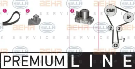 Водяной насос + комплект зубчатого ремня HELLA PAGID 8MP376810871