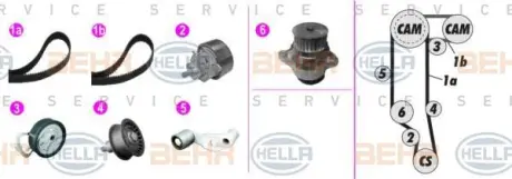 Водяной насос + комплект зубчатого ремня HELLA PAGID 8MP376811811