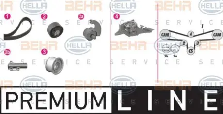 Водяной насос + комплект зубчатого ремня HELLA PAGID 8MP376812841