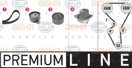 Водяной насос + комплект зубчатого ремня HELLA PAGID 8MP376812861