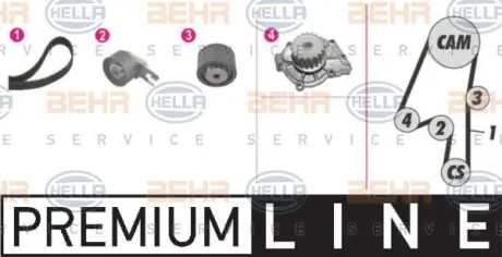 Водяной насос + комплект зубчатого ремня HELLA PAGID 8MP376812871