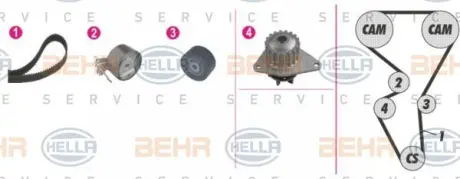 Водяной насос + комплект зубчатого ремня HELLA PAGID 8MP376813831