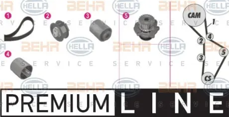 Водяной насос + комплект зубчатого ремня HELLA PAGID 8MP376813861