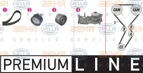 Водяной насос + комплект зубчатого ремня HELLA PAGID 8MP376814801