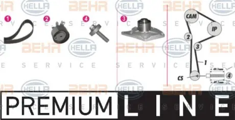 Водяной насос + комплект зубчатого ремня HELLA PAGID 8MP376814821