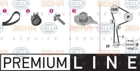 Водяной насос + комплект зубчатого ремня HELLA PAGID 8MP376814831