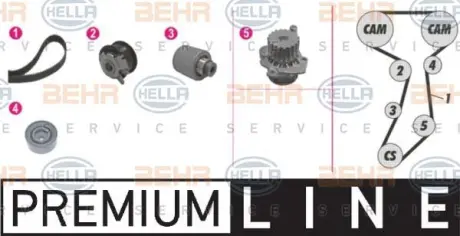 Водяной насос + комплект зубчатого ремня HELLA PAGID 8MP376814841