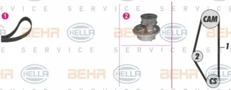 Водяной насос + комплект зубчатого ремня HELLA PAGID 8MP376814891