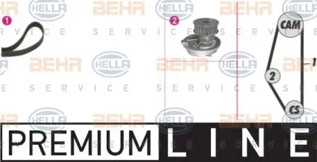 Водяной насос + комплект зубчатого ремня HELLA PAGID 8MP376815801