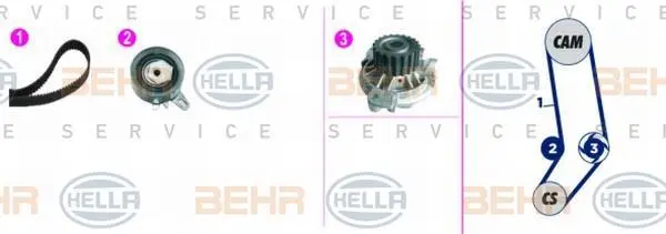 Водяной насос + комплект зубчатого ремня HELLA PAGID 8MP376818811 (фото 1)