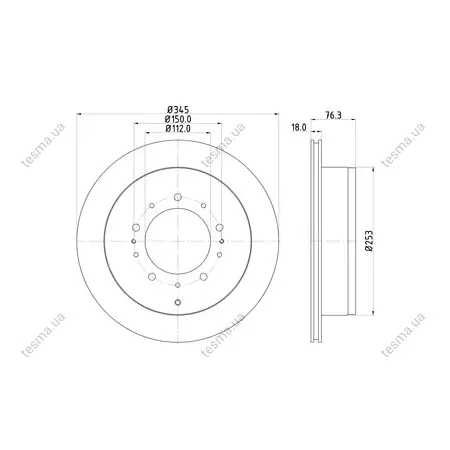 Диск гальмівний задній Toyota Land Cruiser 4.5, 4.6, 4.7, 5.7 (08-) NISSHINBO HELLA PAGID ND1029K (фото 1)