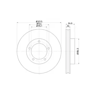 Диск гальмівний передній Toyota Land Cruiser 80 4.2 (92-97) NISSHINBO HELLA PAGID ND1056K