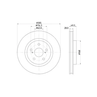 Диск гальмівний передній Toyota Camry (V7) (17-), RAV 4V (_A5) (18-) NISSHINBO HELLA PAGID ND1128K